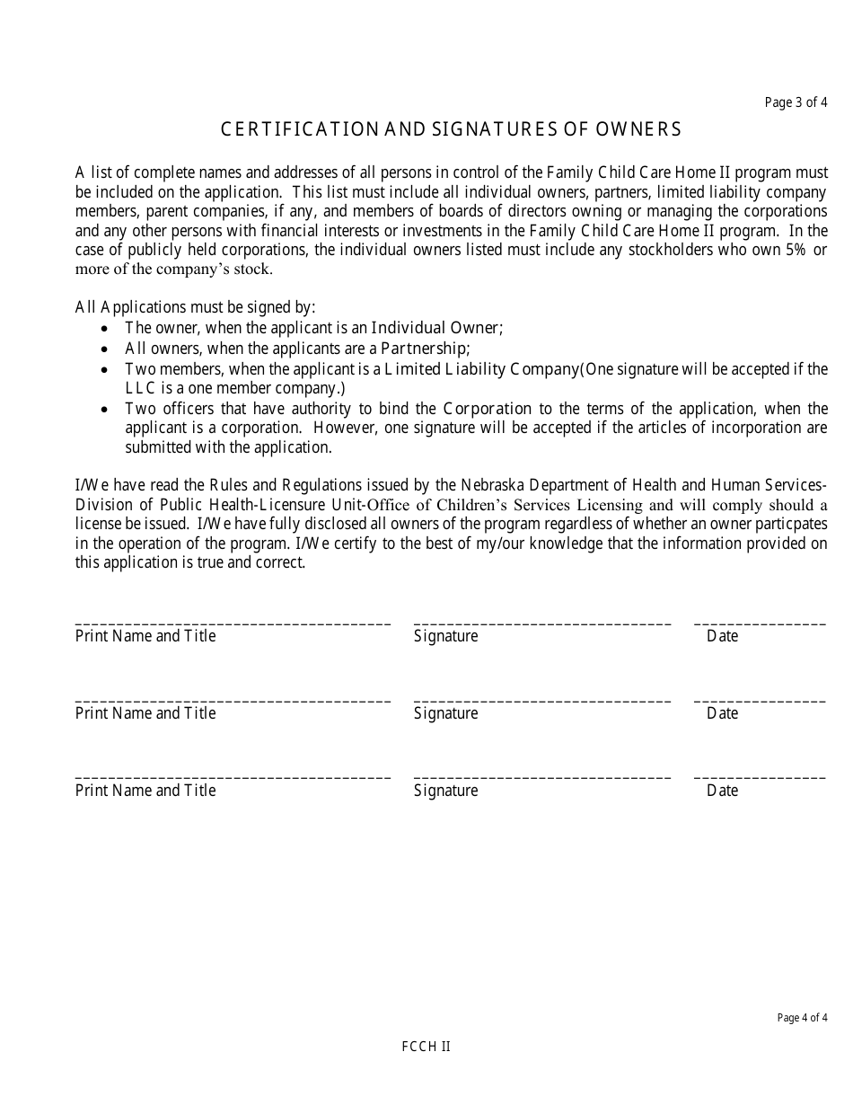 Application for a Family Child Care Home II License - Nebraska, Page 6