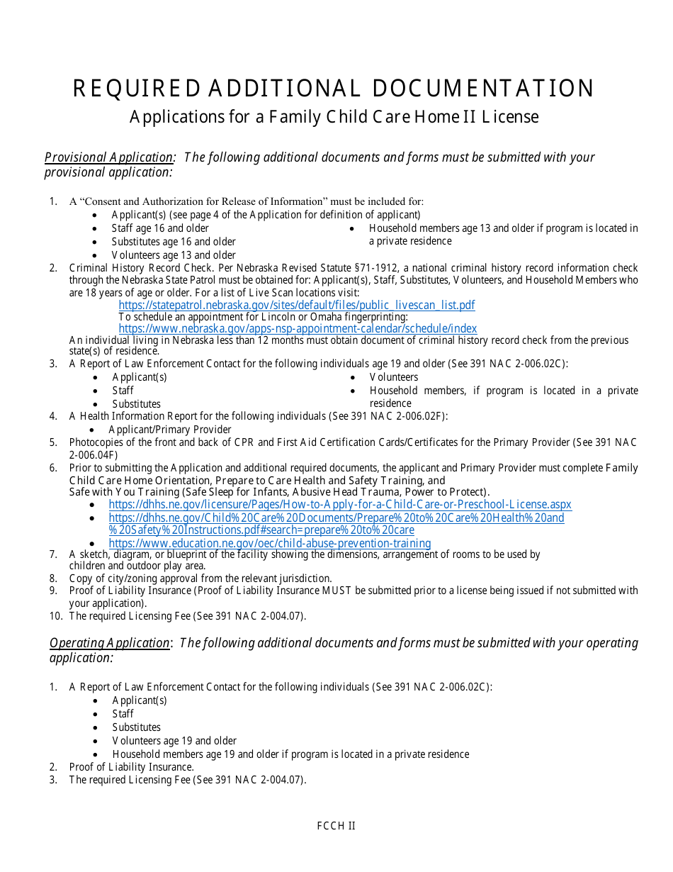 Application for a Family Child Care Home II License - Nebraska, Page 7