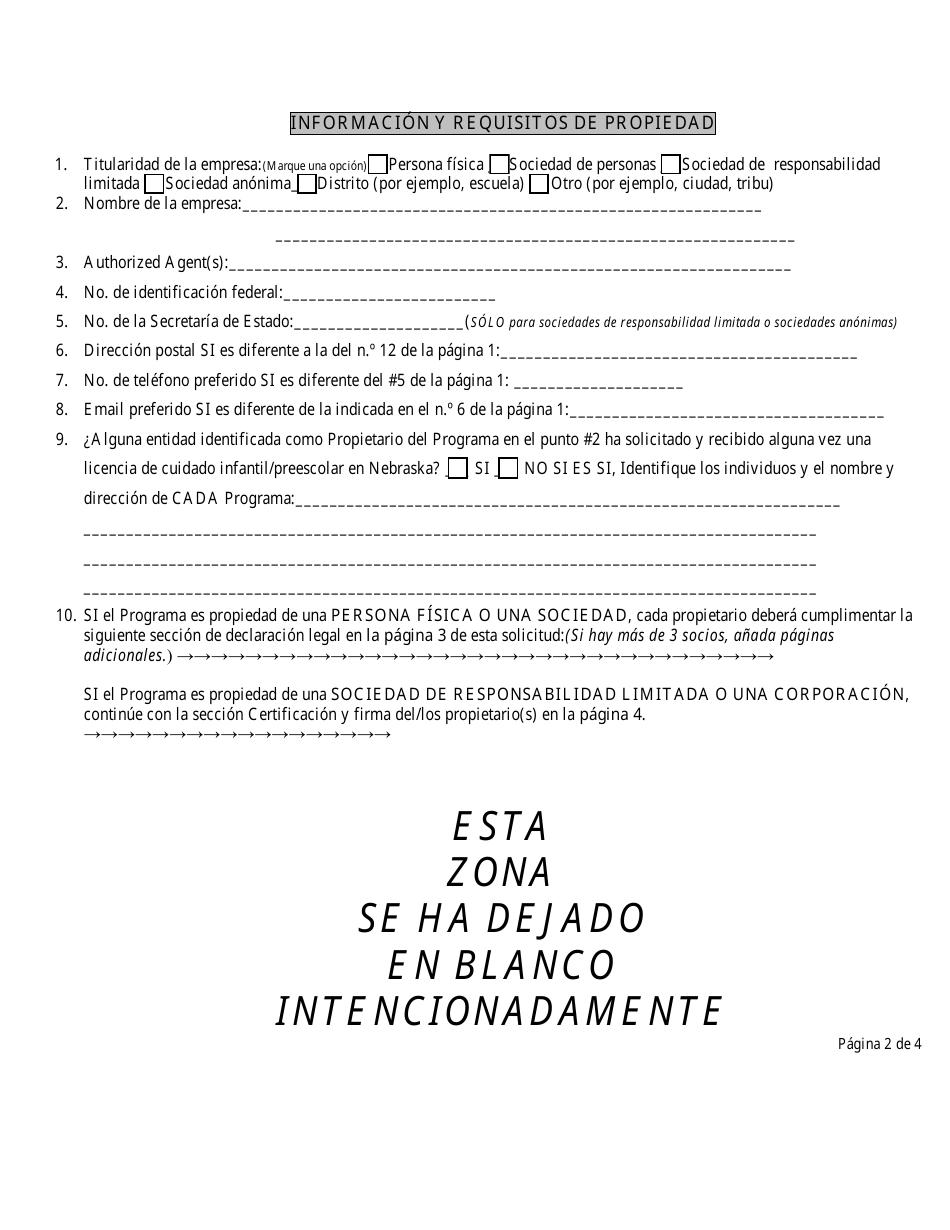 Solicitud De Licencia Preescolar - Nebraska (Spanish), Page 4
