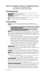 Instructions for Uniform Sentencing Commitment Order - Louisiana