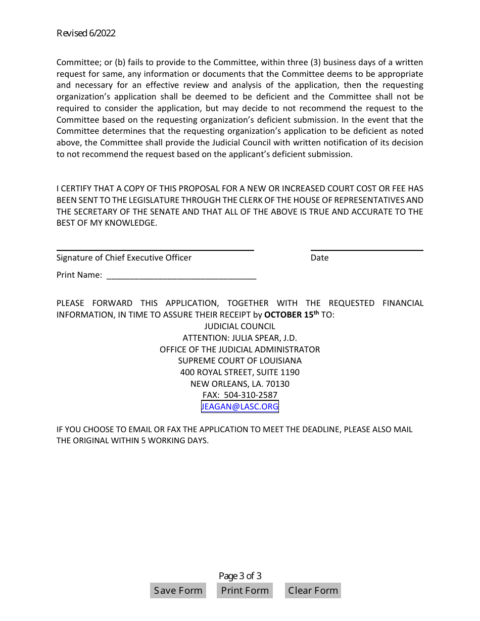 Court Cost Application Form - Louisiana, Page 3