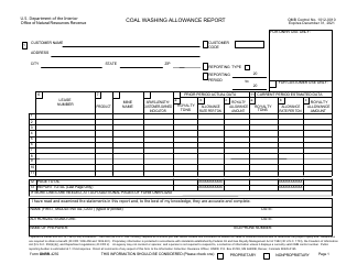 Document preview: Form ONRR-4292 Coal Washing Allowance Report