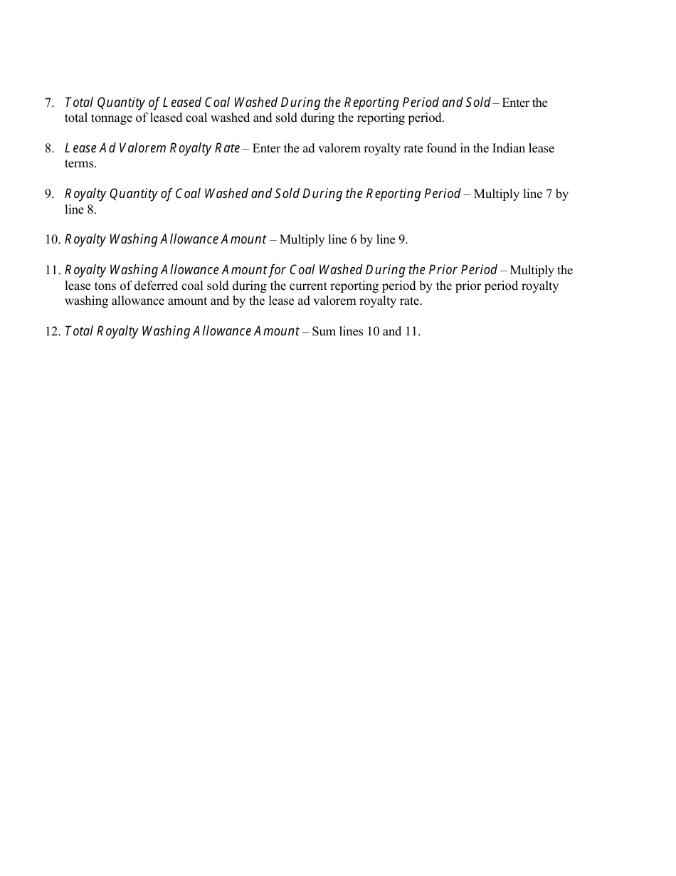 Form ONRR-4292 Coal Washing Allowance Report, Page 8