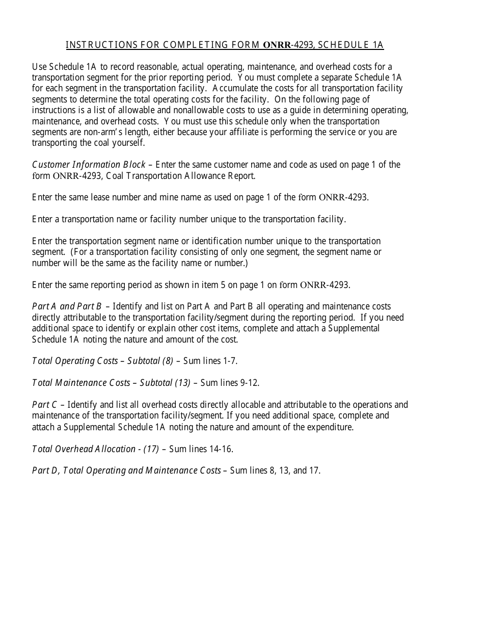Form ONRR-4293 Coal Transportation Allowance Report, Page 11