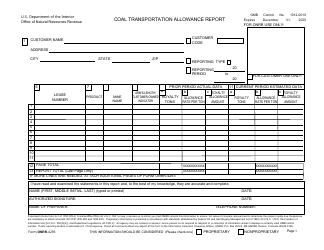 Form ONRR-4293 Coal Transportation Allowance Report