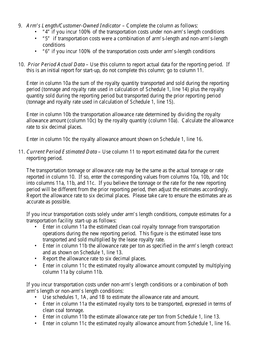 Form ONRR-4293 Coal Transportation Allowance Report, Page 5