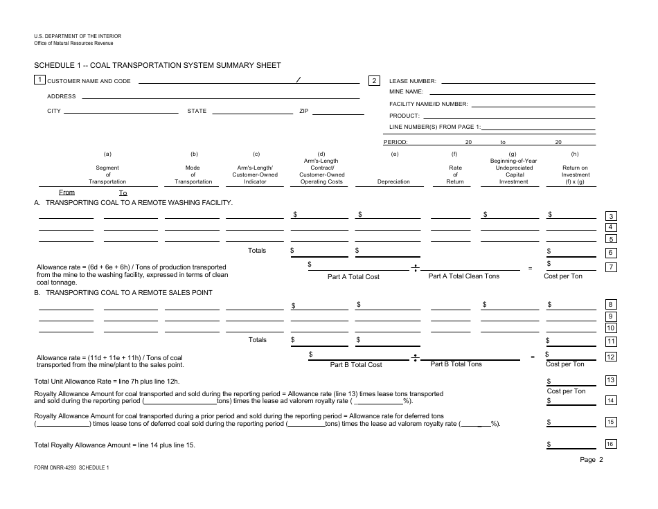 Form ONRR-4293 Coal Transportation Allowance Report, Page 7
