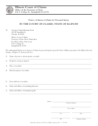 Document preview: Form CC86 Notice of Intent of Claim for Personal Injury - Illinois