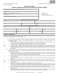 Document preview: Form DSD CDTS83 Driver Training School Application for Teen License - Illinois