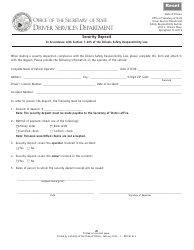 Form DSD SR81 Security Deposit in Accordance With Section 7-205 of the Illinois Safety Responsibility Law - Illinois
