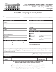 Document preview: Form LD A137 Illinois State Library Regular Card Application - Illinois