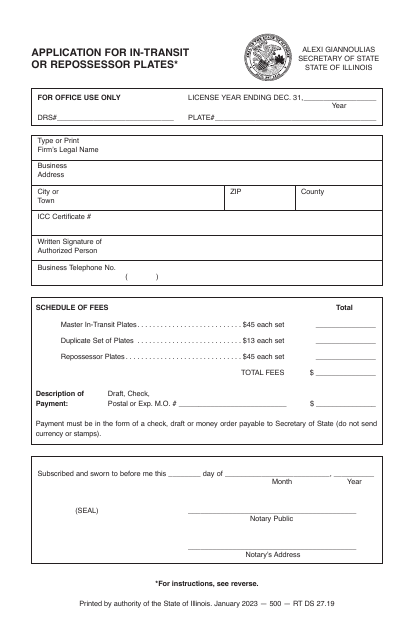 Form RT DS27  Printable Pdf