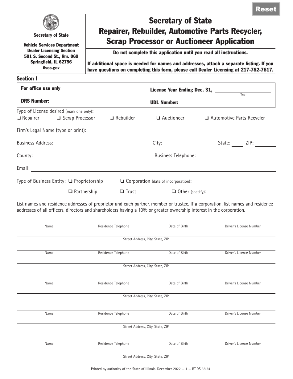 Scrap Receiver Form Form RT DS38 - Fill Out, Sign Online and Download Fillable PDF ...