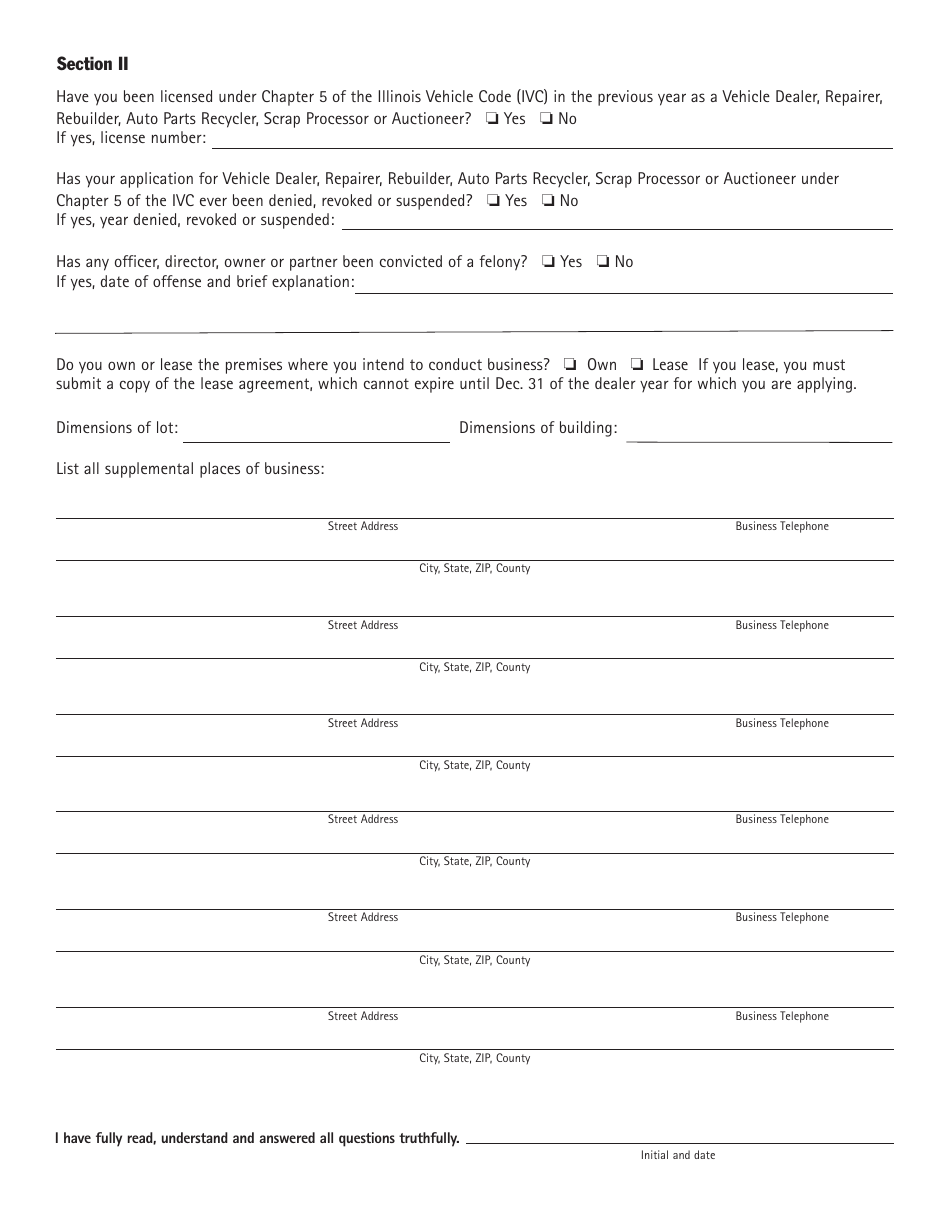 Form RT DS38 Repairer, Rebuilder, Automotive Parts Recycler, Scrap Processor or Auctioneer Application - Illinois, Page 2