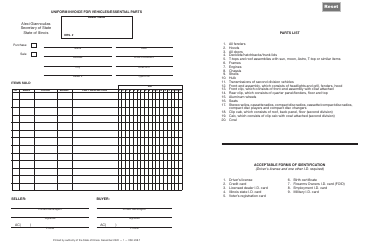 Document preview: Form VSD238 Uniform Invoice for Vehicles/Essential Parts - Illinois