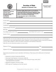 Document preview: Form VSD314 Affirmation for Homemade Trailer - Illinois