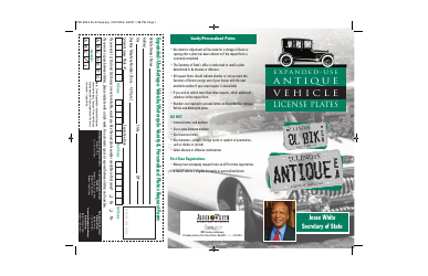 Document preview: Form VSD845 Expanded-Use Antique Vehicle/Motorcycle Vanity & Personalized Plates Request Form - Illinois