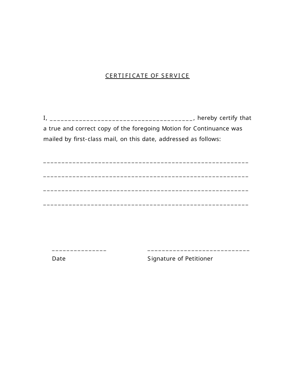 Luzerne County, Pennsylvania Motion for Continuance Fill Out, Sign