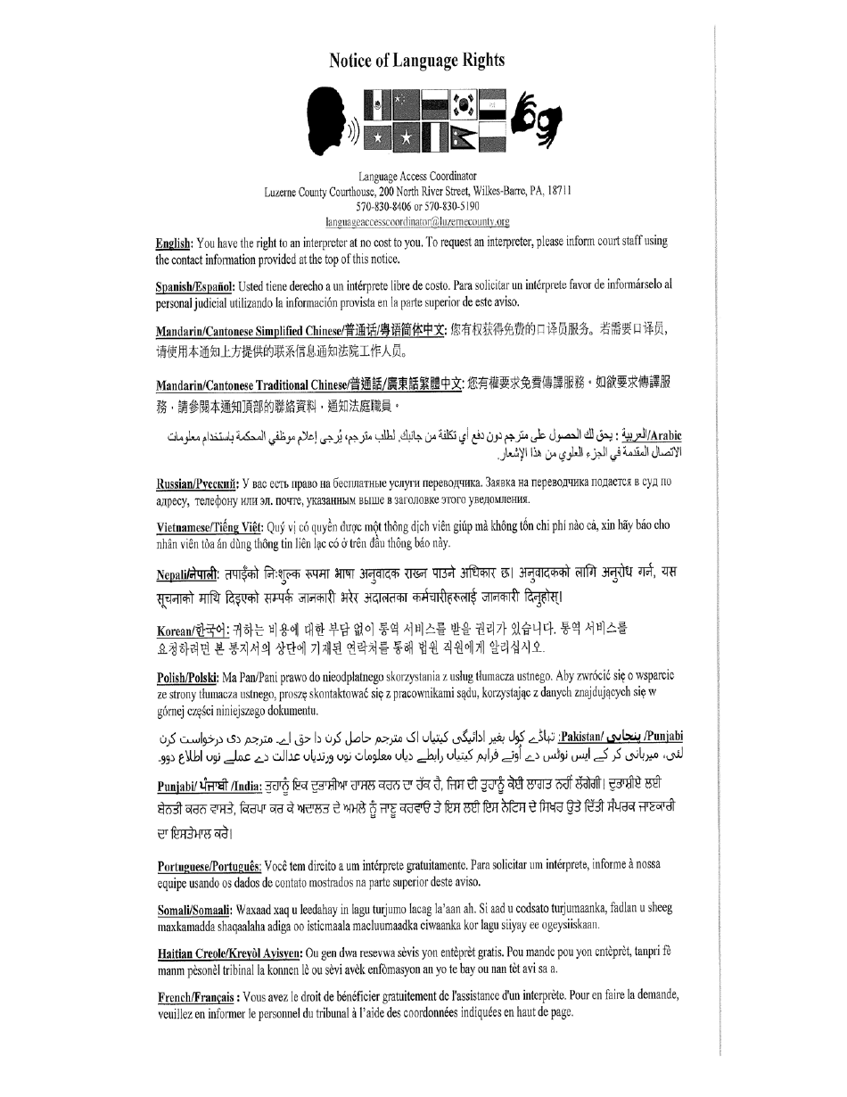 Motion for Continuance - Luzerne County, Pennsylvania, Page 6