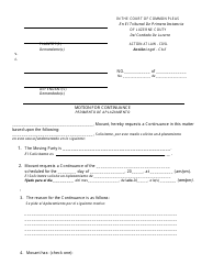Document preview: Motion and Order for Continuance - Civil - Luzerne County, Pennsylvania (English/Spanish)