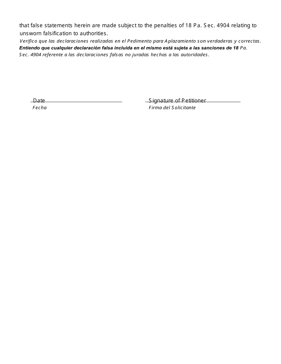 Luzerne County, Pennsylvania Motion and Order for Continuance Civil