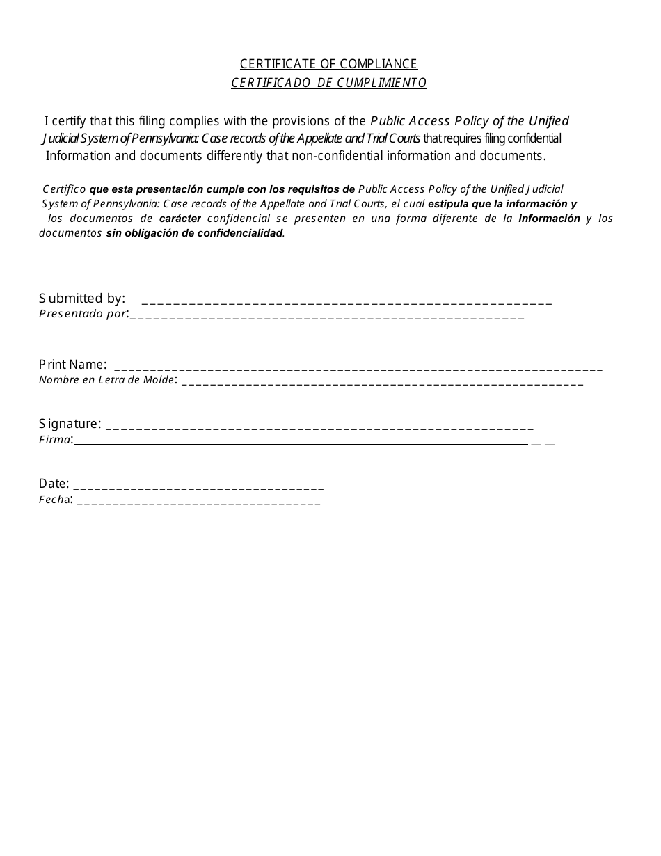 Motion and Order for Continuance - Civil - Luzerne County, Pennsylvania (English / Spanish), Page 5