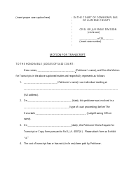 Motion for Transcript and Proposed Order - Luzerne County, Pennsylvania