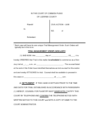 Trial Management Order (Non-jury) - Luzerne County, Pennsylvania