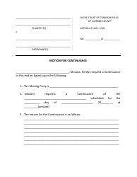 Document preview: Motion and Order for Continuance - Civil - Luzerne County, Pennsylvania