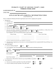 Document preview: GC Form 66.1-B Applicant's Supplemental Information Form - Greene County, Ohio