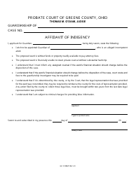 Document preview: GC Form 104.1-O Affidavit of Indigency - Greene County, Ohio