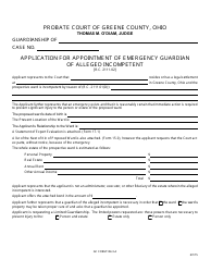 Document preview: GC Form 104.3-A Application for Appointment of Emergency Guardian of Alleged Incompetent - Greene County, Ohio