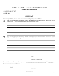 Document preview: GC Form 104.3-B Affidavit - Guardianship - Greene County, Ohio