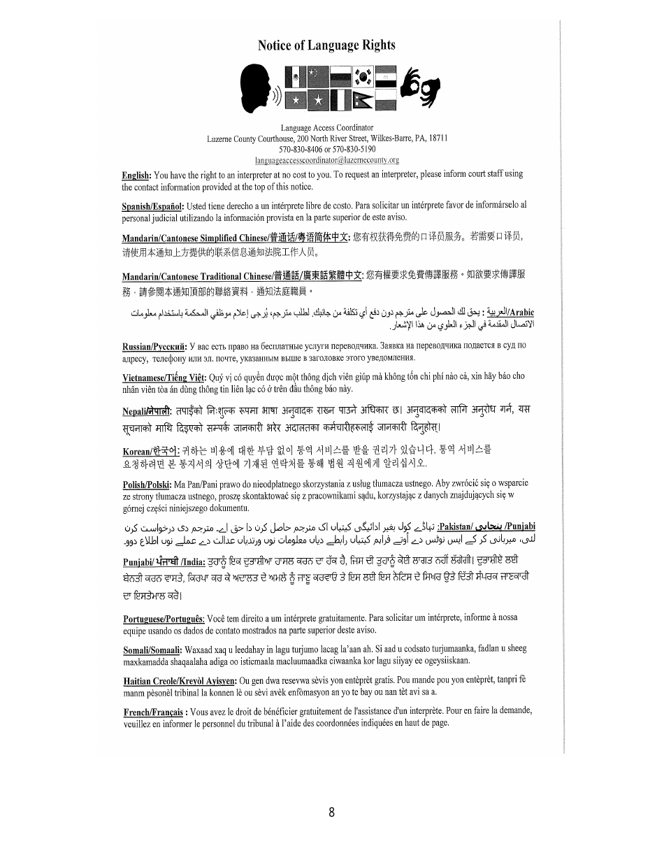 Emergency Petition for Special Relief in Custody - Lizerne County, Pennsylvania, Page 8