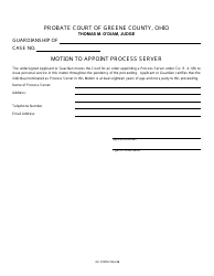 Document preview: GC Form 106.2-G Motion to Appoint Process Server - Guardianship - Greene County, Ohio