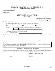 Document preview: GC Form 104.3-C Letters of Guardianship - Greene County, Ohio