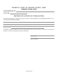 Document preview: GC Form 106.2-E Motion for Service by Publication - Guardianship - Greene County, Ohio