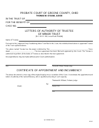 Document preview: GC Form 78.4-O Letters of Authority of Trustee of Minor Trust - Greene County, Ohio