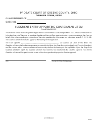 Document preview: GC Form 66.2-I Judgment Entry Appointing Guardian Ad Litem - Greene County, Ohio