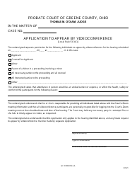 Document preview: GC Form 53.3-A Application to Appear by Videoconference - Civil/Miscellaneous - Greene County, Ohio