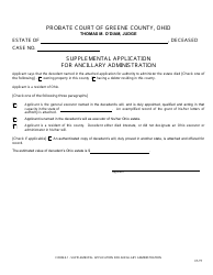 Document preview: Form 4.1 Supplemental Application for Ancillary Administration - Greene County, Ohio