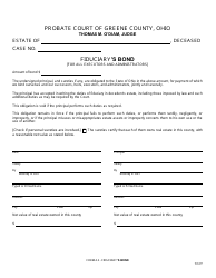Document preview: Form 4.2 Fiduciary's Bond (For All Executors and Administrators) - Greene County, Ohio