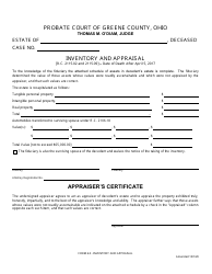 Document preview: Form 6.0 Inventory and Appraisal - Date of Death After April 5, 2017 - Greene County, Ohio