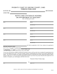 Document preview: Form 4.4 Notice and Citation of Hearing on Appointment of Fiduciary - Greene County, Ohio