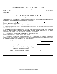 Document preview: Form 10.0 Application to Distribute in Kind - Greene County, Ohio