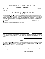Document preview: Form 7.1 Application for Family Allowance - Greene County, Ohio