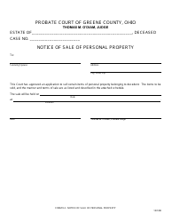 Document preview: Form 9.2 Notice of Sale of Personal Property - Greene County, Ohio