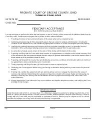 Document preview: GC Form 60.3-B Fiduciary Acceptance - Greene County, Ohio