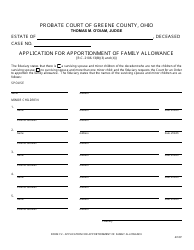 Document preview: Form 7.2 Application for Apportionment of Family Allowance - Greene County, Ohio
