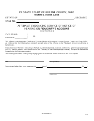 Document preview: GC Form 64.2-F Affidavit Evidencing Service of Notice of Hearing on Fiduciary's Account - Greene County, Ohio